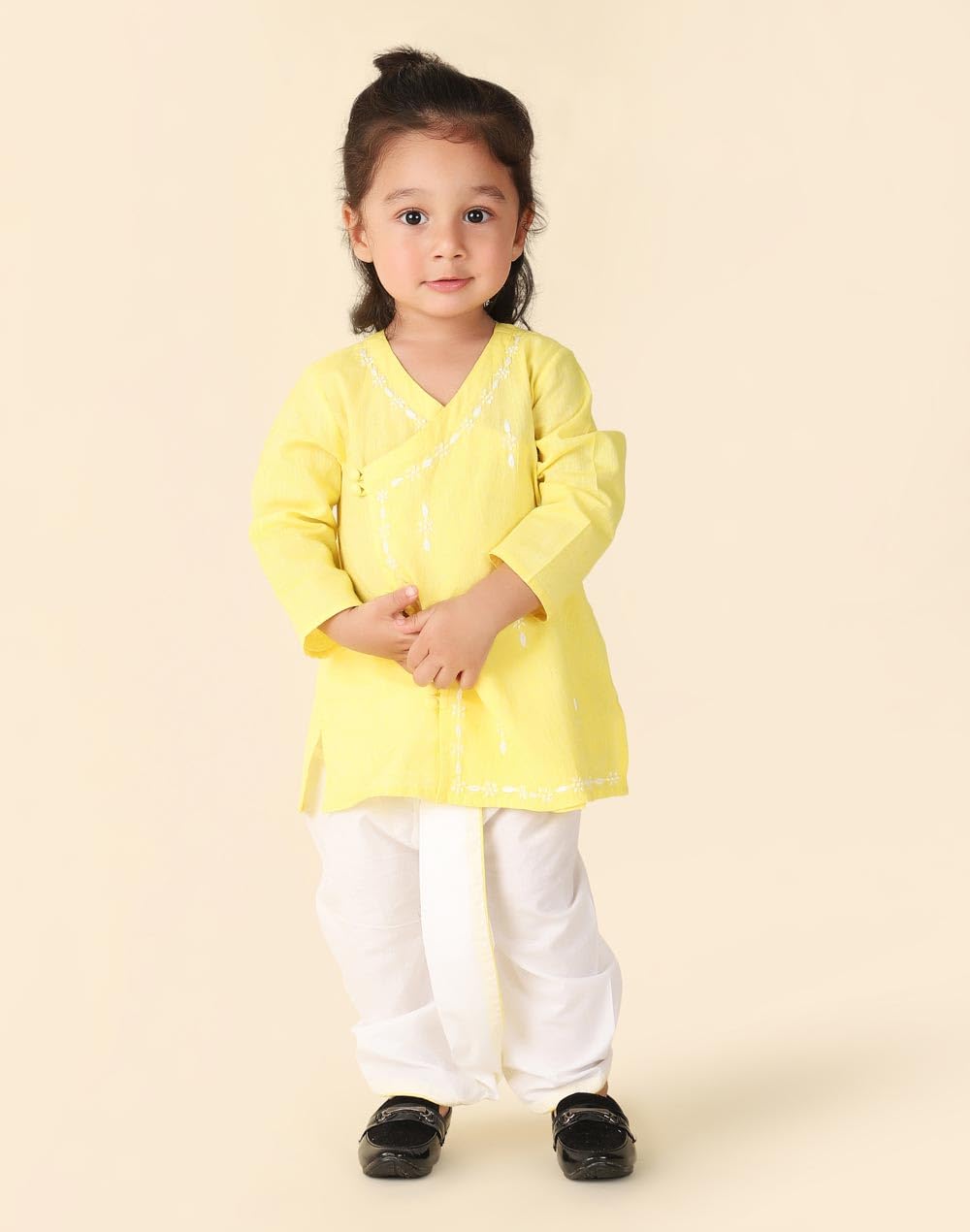 Fabindia Baby Boy's Cotton Embroidered Regular Dhoti Set (2117921LIGHTYELLOW_Light Yellow