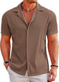 CB-COLEBROOK Mens Casual Button Down Shirts Short Sleeve Regular Fit Fashion Spread Beach Shirts Tops (in, Alpha, 2XL, Regular,