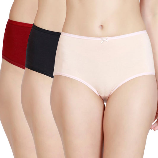 Nykd (Nyp036 Cotton Full Brief Panty Set For Women (Pack Of 3) | High Waist Full Coverage Underwear With Anti Odour Technology |
