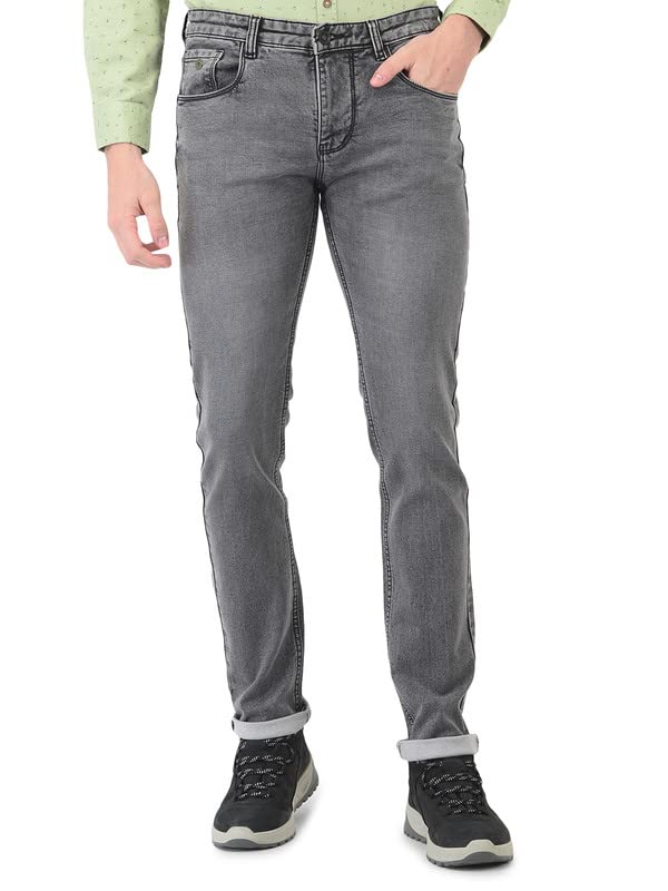 Turtle Men Light Grey Narrow Fit Solid Jeans