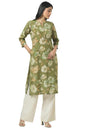 Soch Womens Olive Tissue Floral Print Kurta
