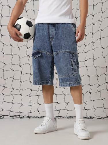 Hubberholme Men Cotton Casual Washed Loose Fit Mid-Rise Shorts