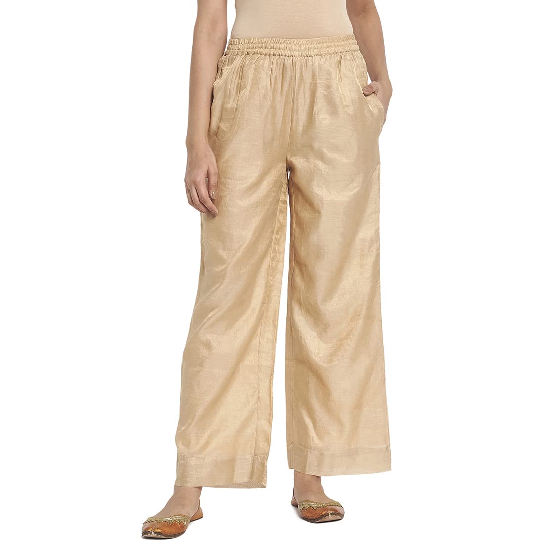 Fabindia Women Cotton Blend Pallazo Gold_L