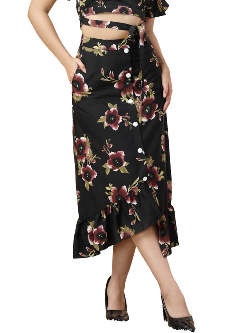 OOMPH! Long Skirts for Women Black - msk202