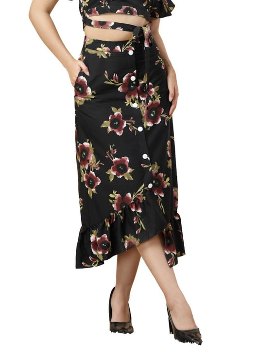 OOMPH! Long Skirts for Women Black - msk202