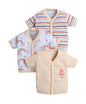 Bumzee Baby Girls Cotton Pack Of 3 Front Open Jablas Half Sleeves Peach & White - 6-9 Months (Peb10537D-Pch)