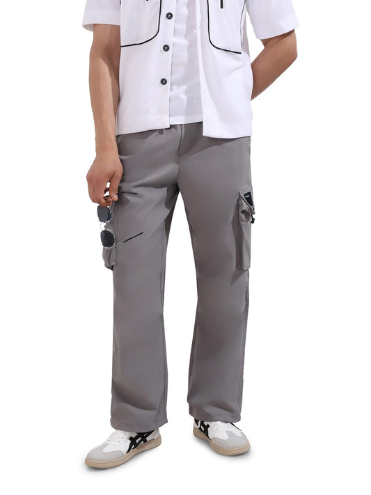 The Indian Garage Co Mens Baggy Textured Mid-Rise Cargo Pants
