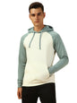 Dennis Lingo Men Regular Fit Cotton Colorblock Full Sleeves Hooded Pullover Sweatshirt Off White