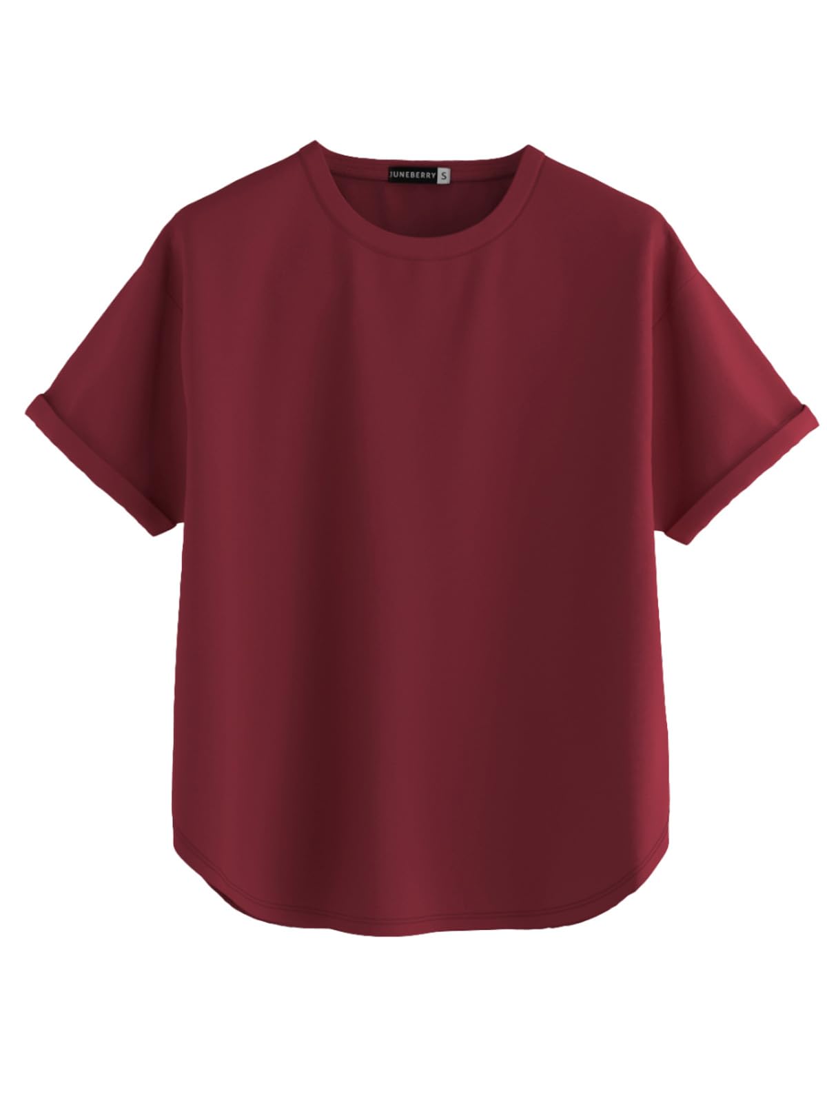 Juneberry Pure 100% Cotton Oversized Loose Baggy Fit Round Neck With Drop Shoulder Black & Lilac & Maroon Half Sleeves Boyfriend