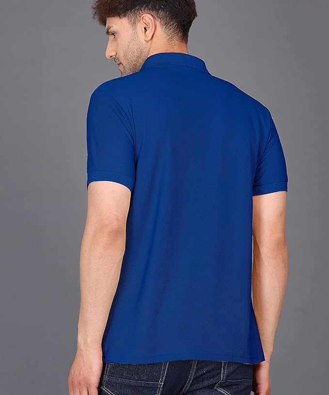 Baghadbillo MenS Regular Fit Solid Polo Half Sleeve T-Shirt Royal Blue