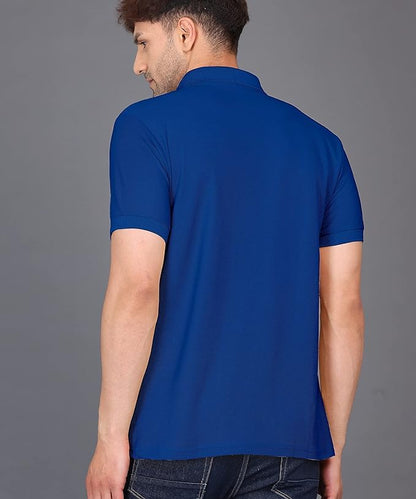 Baghadbillo MenS Regular Fit Solid Polo Half Sleeve T-Shirt Royal Blue