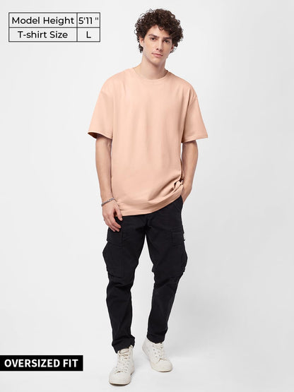 The Souled StoreSolids Oversized: Nude PinkOversized T-Shirts