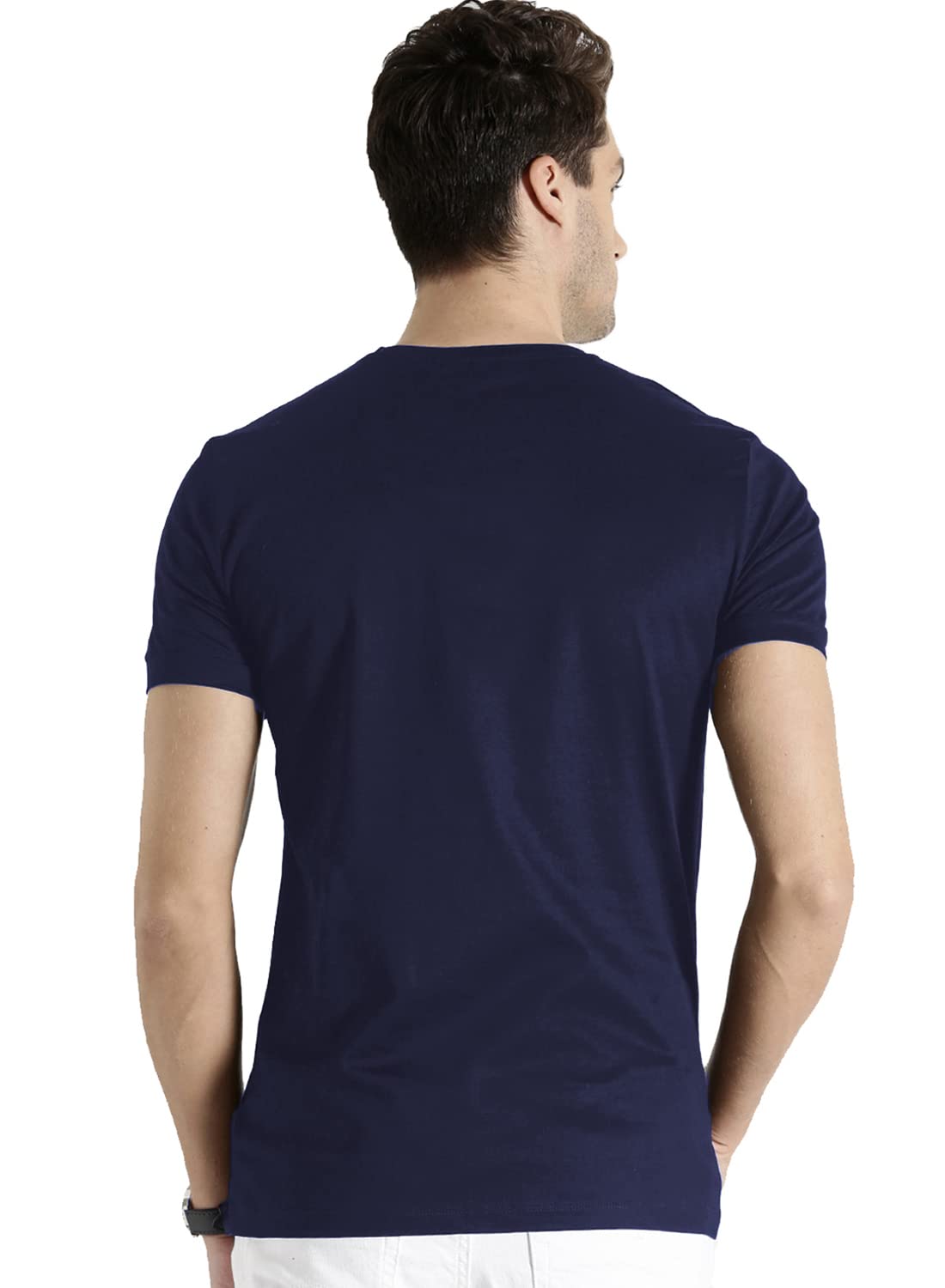 ADRO Men's V Neck Combo Plain Cotton T-Shirts_VCM2-PLN-NB-SB