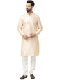 SOJANYA (Since 1958 Men's Silk Blend Cream Self Design Kurta With Off White Pyjama Set