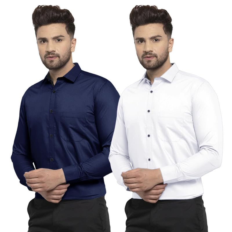 Tee Projekt Solid Shirt for Mens,Solid Shirt for Mens, Casual Shirt for Men,Full Sleeve Spread Collar, Shirt for Men_Pack of-2