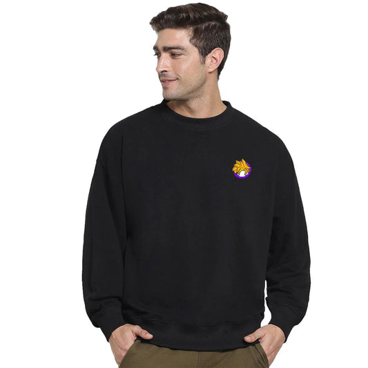 Bewakoof Mens Black Gohan Graphic Printed Oversized Sweatshirt