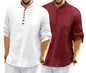 Royalscout MenS Cotton Polyester Blend Solid Regular Fit Full Sleeve Short Kurta | Ethnic, Lightweight Summer Kurta For Daily &