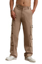 Hubberholme Men Taupe Cotton Loose Fit Mid-Rise Casual Trousers