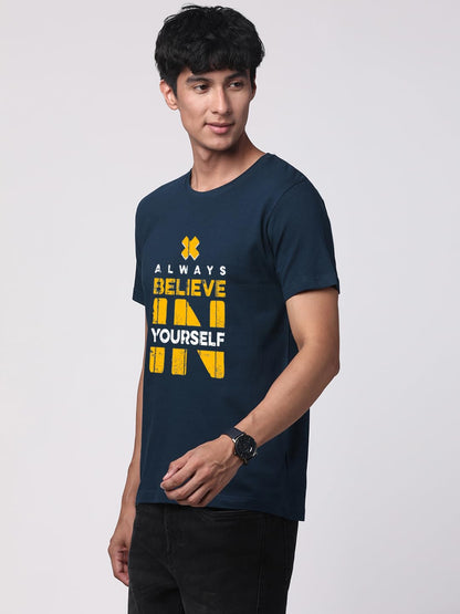 ADRO Believe in Yourself Printed T-Shirts for Men & Women (RNR-S35-BEL-SB_Teal)