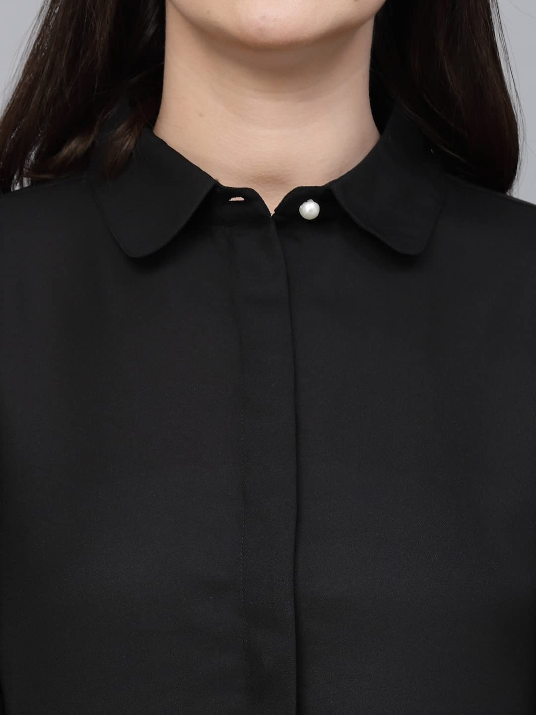 Style Quotient Women Solid Black Regular Formal Shirt