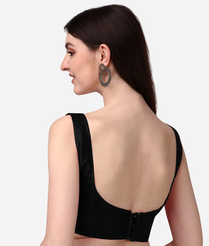 Vihu Fashion plain sleeveless pattern readymade blouse U neck choli