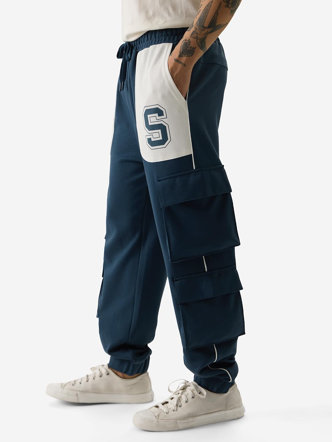 The Souled Store Varsity Utility Men and Boys Pull On Cotton Oversized Joggers