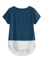 Fabricorn Womens Blue & White Solid Regular Fit Short Sleeves T-Shirt, Large Size