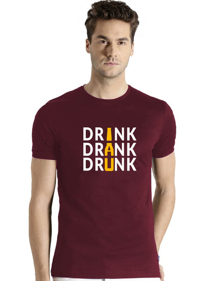 ADRO Men's Drink Drank Drunk Printed T-Shirt