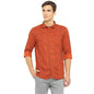 Turtle Men Orange Blended Cotton Solid Slim Fit Shirts