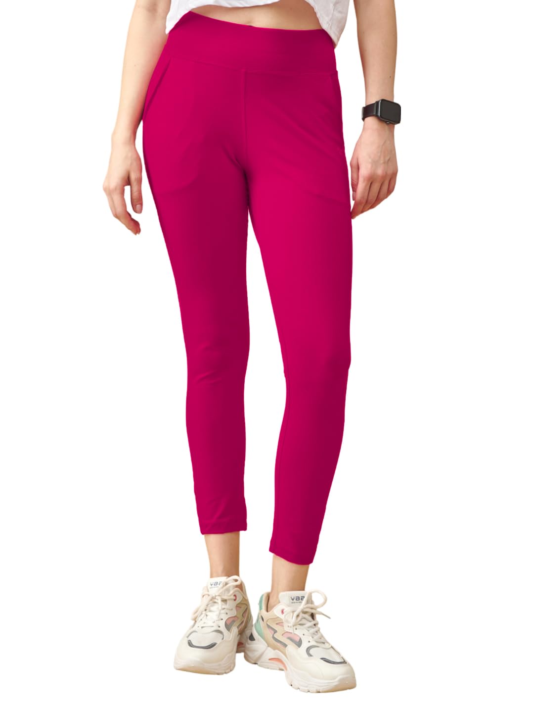 Lyra Premium Cotton Lycra High Waist Ankle Leggings For Women