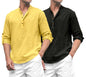Macsivo Combo Of MenS Cotton Polyester Blend Solid Regular Fit Full Sleeve Short Kurta Pack Of 2 Yellow-Black