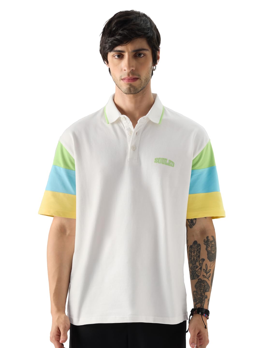 The Souled Store MenTSS Originals: White BlockOversized Polos