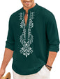 Finivo Fashion MenS Cotton Blend Short Kurta With Bold Printed Front Design | Full Sleeve Ethnic Casual Kurta With Mandarin Coll