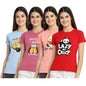 Preneum Womens Cotton Regular Fit Latest Graphic Stylish Printed Short Sleeves Casual T-Shirt || Trendy & Latest Style (Pack 4)