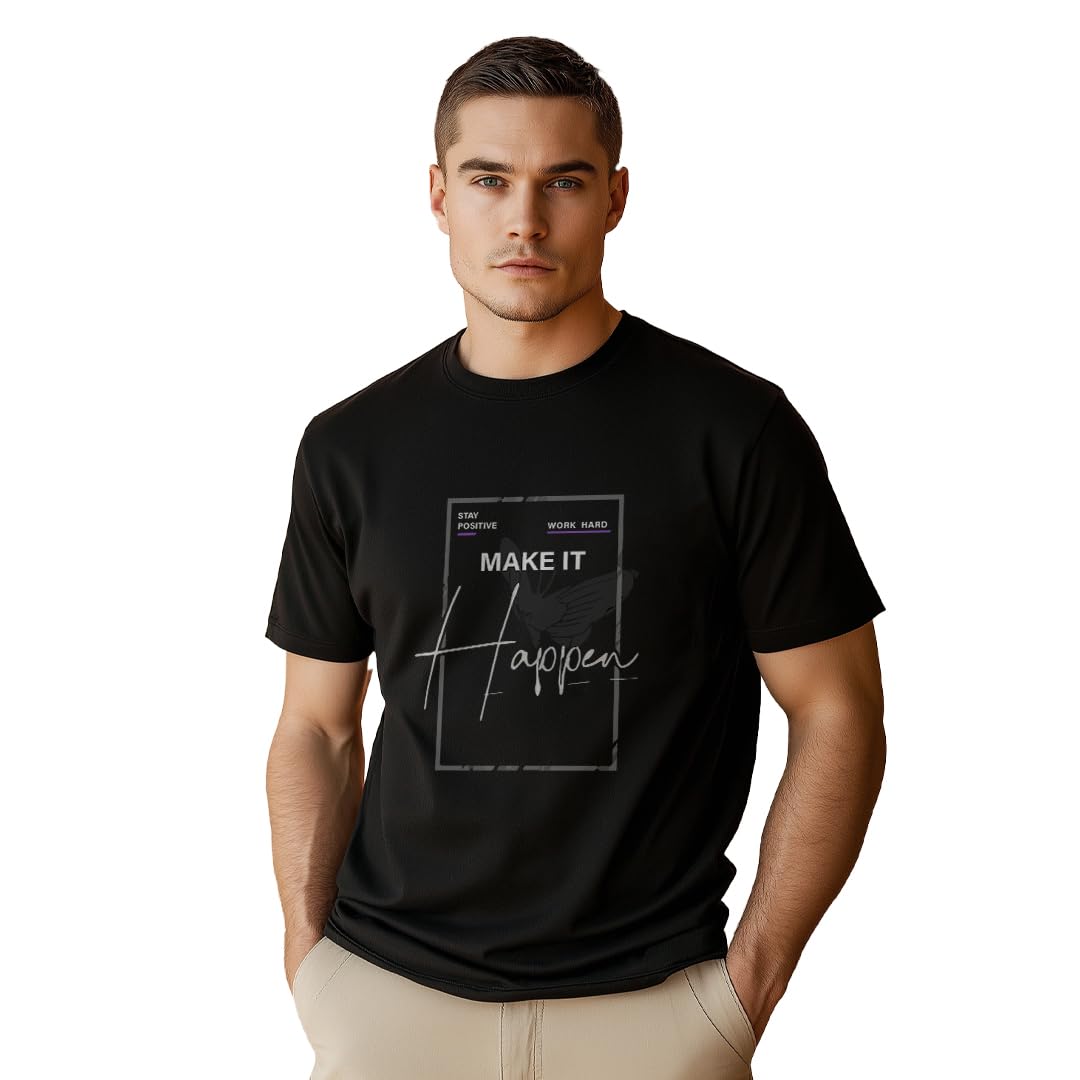 Nobero MenS Graphic Print Regular Fit T-Shirt (1M-Twts-C0722_Black