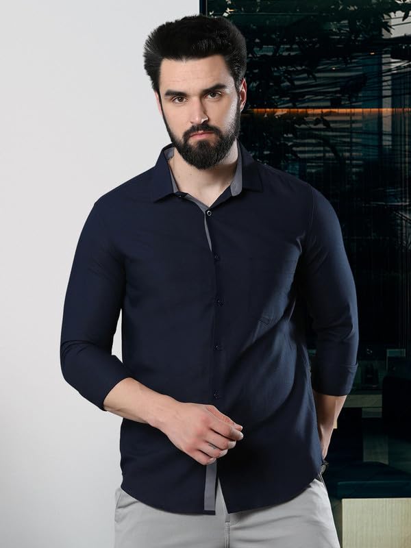 Pinkmint Shirt for Men ll Cotton Long Sleeve Shirt ll Spraed Collar Summer Shirt (Pack of 2)
