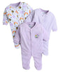 BUMZEE Lavender & White Baby Girls Full Sleeves Sleepsuit Pack of 3 Age - New Born (Peb10049A-lvd)