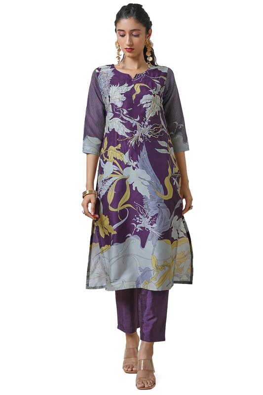 Soch WomenS Poly Muslin Kurta Set (Ewa4Ks10421A_Purple