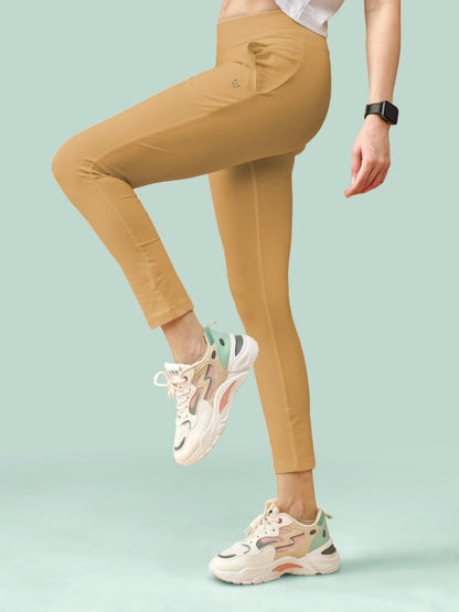 Lyra Premium Cotton Lycra High Waist Ankle Leggings For Women