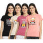 Preneum Womens Cotton Regular Fit Latest Graphic Stylish Printed Short Sleeves Casual T-Shirt || Trendy Designs & Stylish (Pack