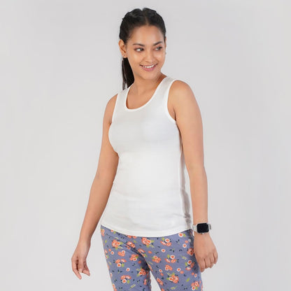 Rupa Colors Playsure Solid 100% Combed Cotton Rib Fabric, Womens Tank Top, Sleeveless Pack of 1