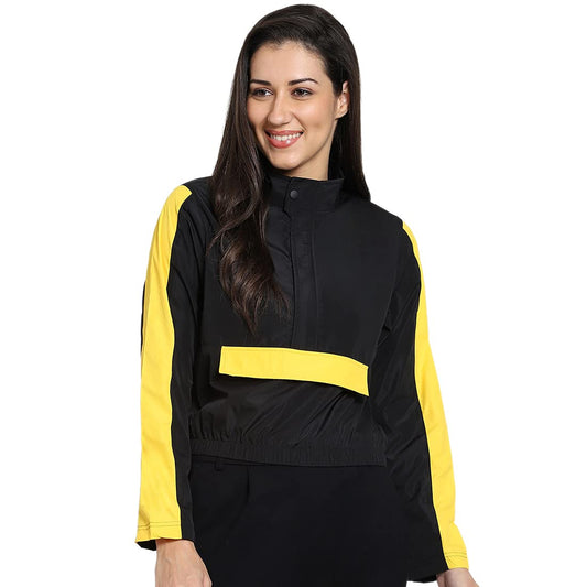 Bewakoof Womens Black Color Block Windcheater