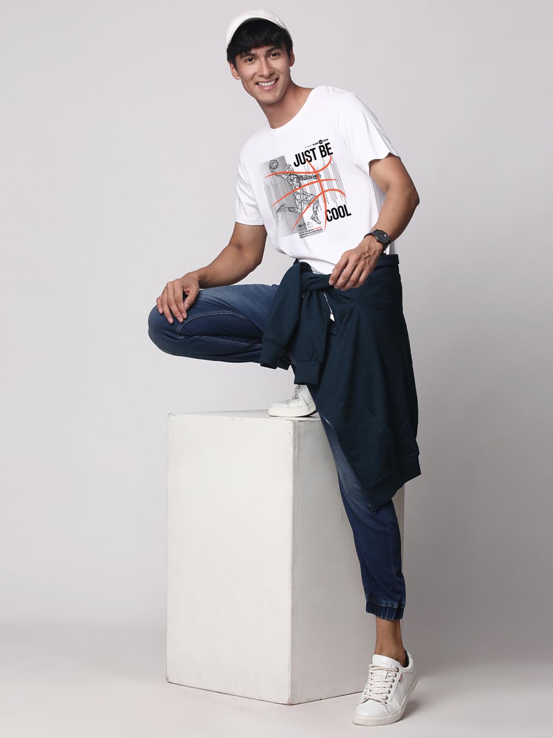 ADRO Men's Graphic Printed 100% Cotton T-Shirt - Regular Fit, Printed T-Shirts for Men (RN24-BCL-WH_White)