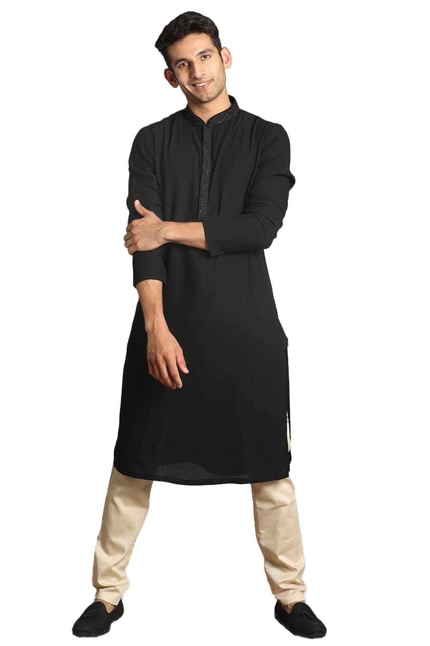 Manyavar Kurta Set For Men, Full Sleeves Mandarin Collar Ethnic MenS Kurta Set For Engagement, Wedding, Party Blended Viscose S