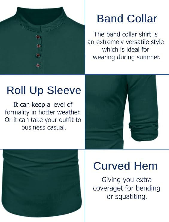 Macsivo MenS Stylish Mandarin Collar Kurta | Casual Ethnic Fusion Shirt For Daily, Party & Travel | Full Sleeves | Cotton Polye
