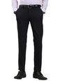 Turtle Men 4 Way Stretch Slim Fit Flat Front Checkered Navy Blue Formal Trouser