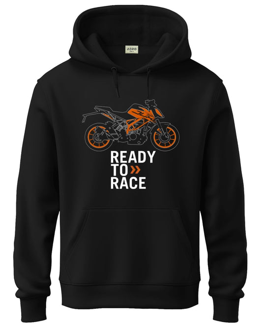 ADRO Mens Cotton Blend Neck Hooded Sweatshirt (H24-KTM-BL_Black