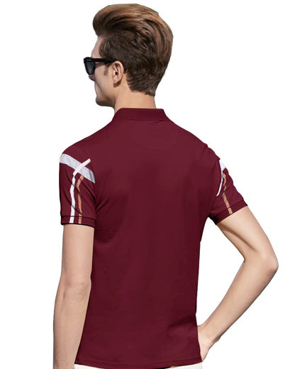 Eyebogler MenS Trendy Polo Neck Half Sleeves Regular Fit Checkered T-Shirt