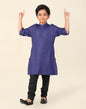 Fabindia Boy's Viscose Blend Checks Regular Fit Kurta (1032821NAVY_Navy