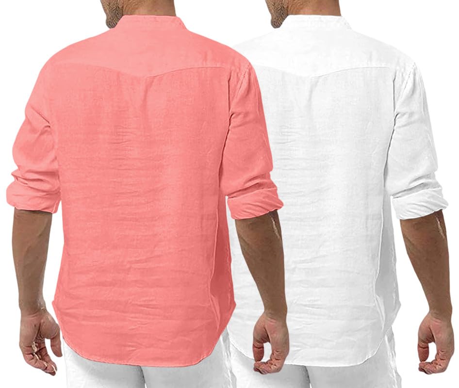 Royalscout MenS Cotton Polyester Blend Solid Regular Fit Full Sleeve Short Kurta | Ethnic, Lightweight Summer Kurta For Daily &